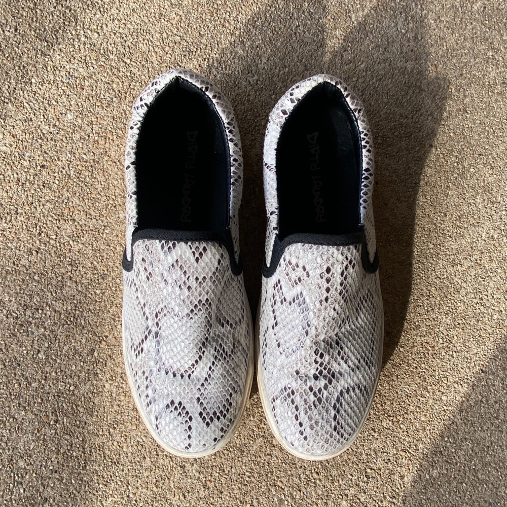 Snakeskin slip ons